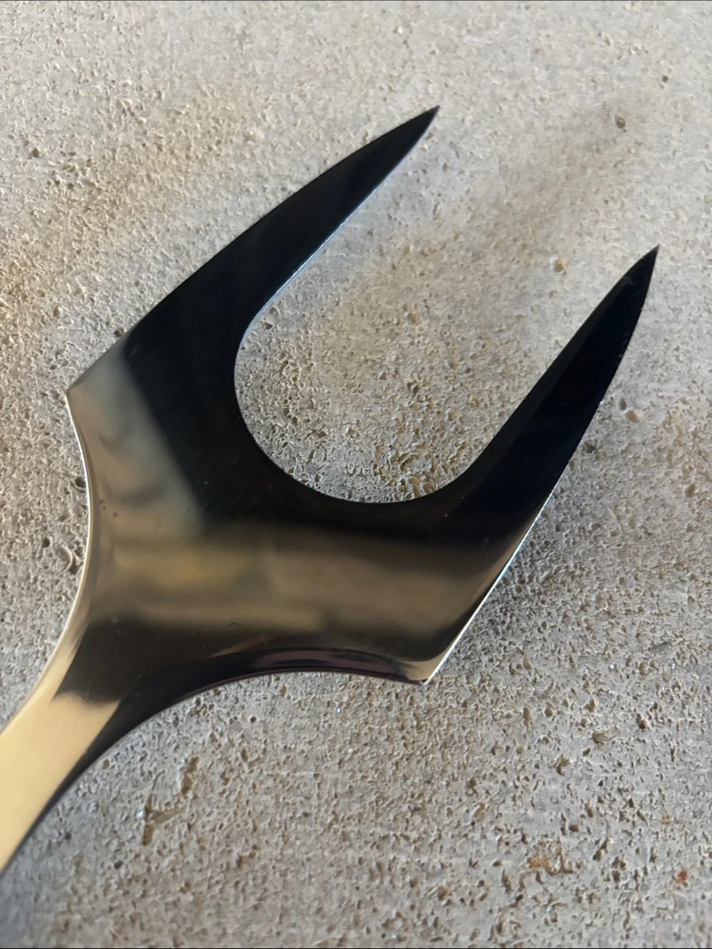 Stainless Steel and Wood Two-Prong Serving Fork - Brown